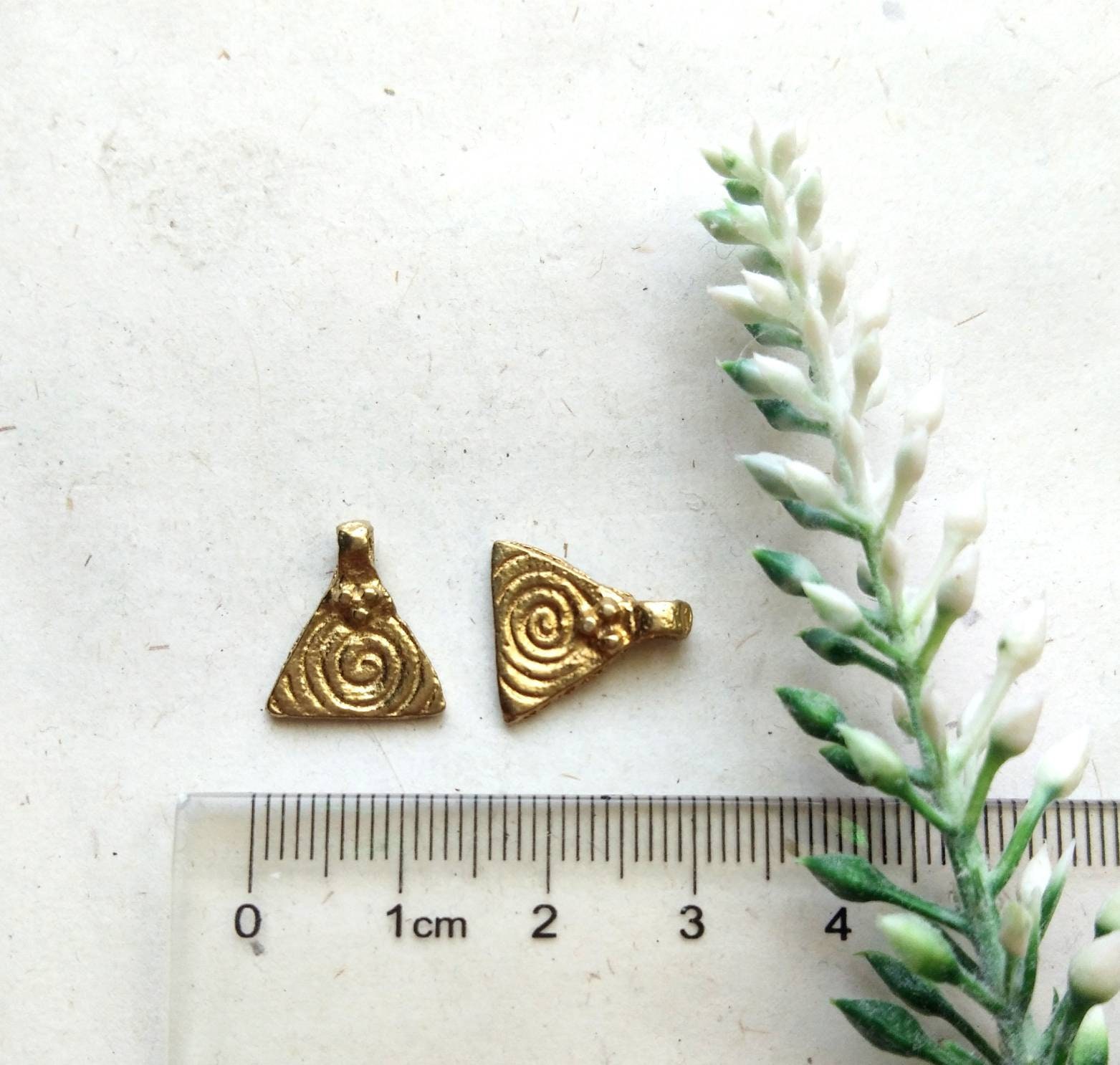 Triangle Brass Charms Pendants. Macrame charms