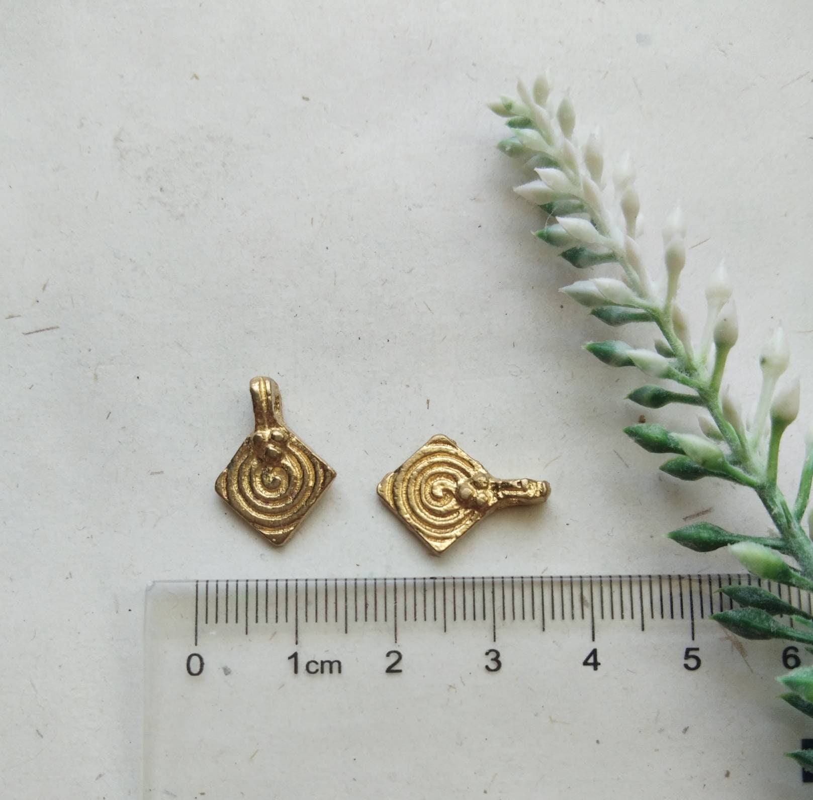 Spiral Rhombus Brass Charms for jewelry making