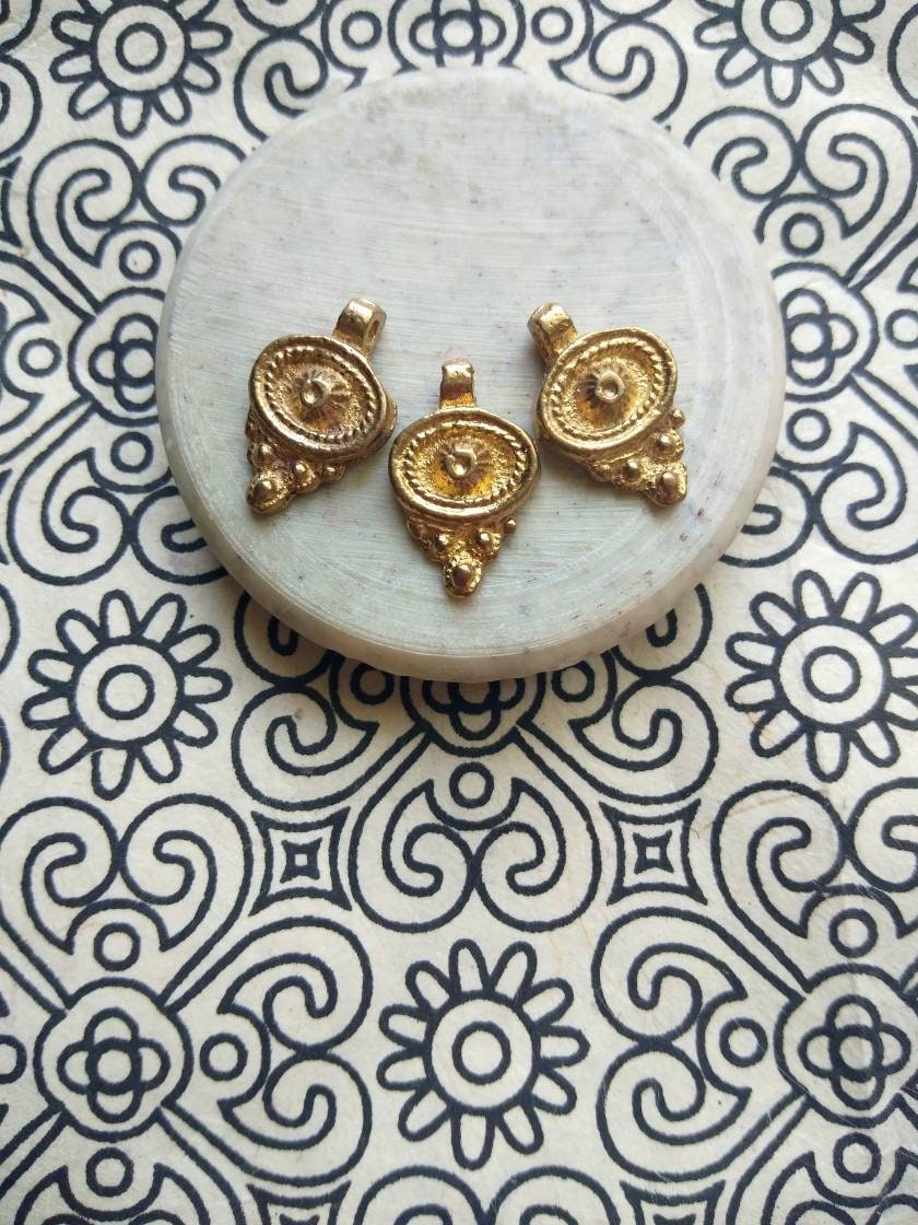 Handmade Macrame Brass Charms – Boho style, Design No. 3.