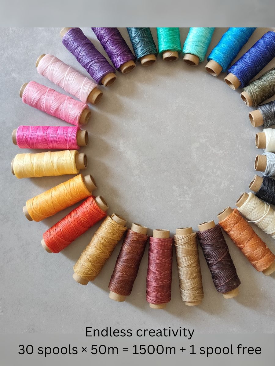 Waxed polyester cord 1mm – full color set 31 colors