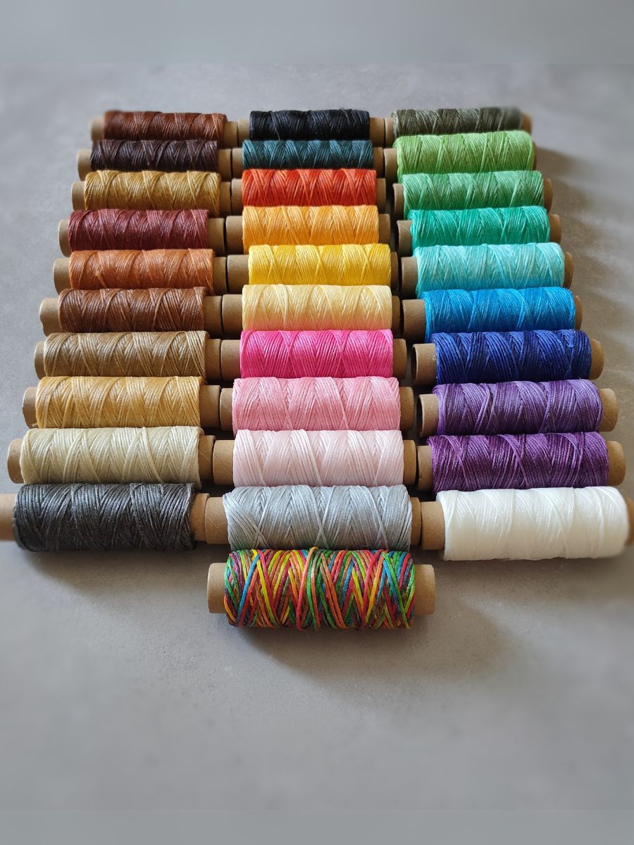 Waxed polyester cord 1mm – full color set for crafting projects 31 colors