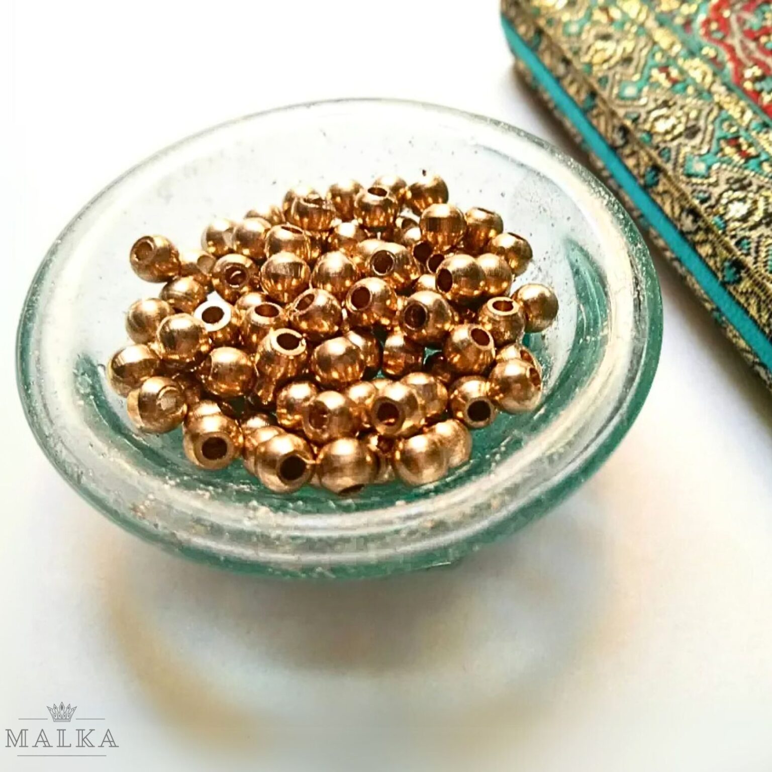 High-quality 4mm brass beads for micro macrame cord and jewelry making- jewelry diy brass beads
