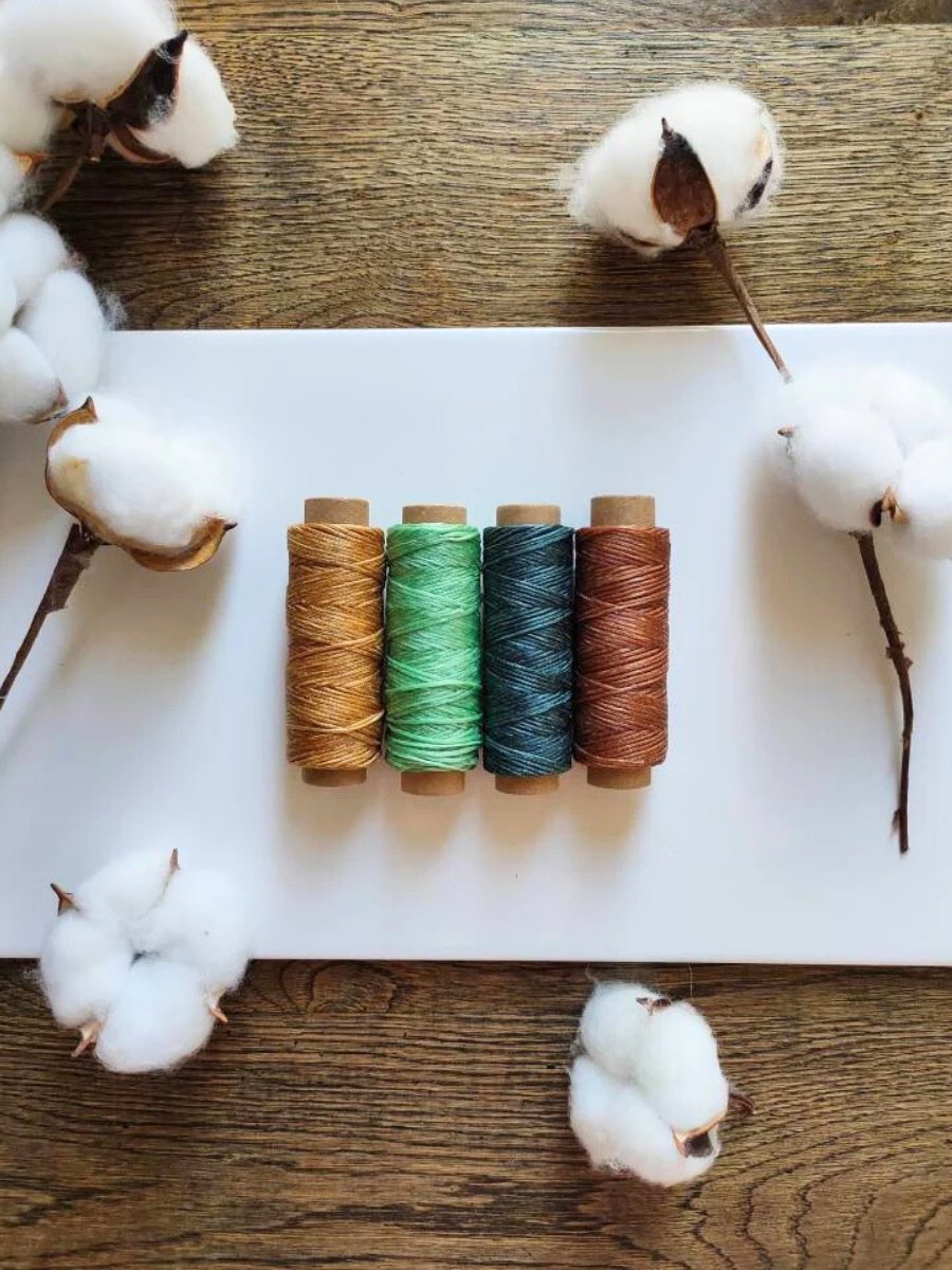 Waxed polyester string – woodland tones set of 8 spools for macramé and jewelry
