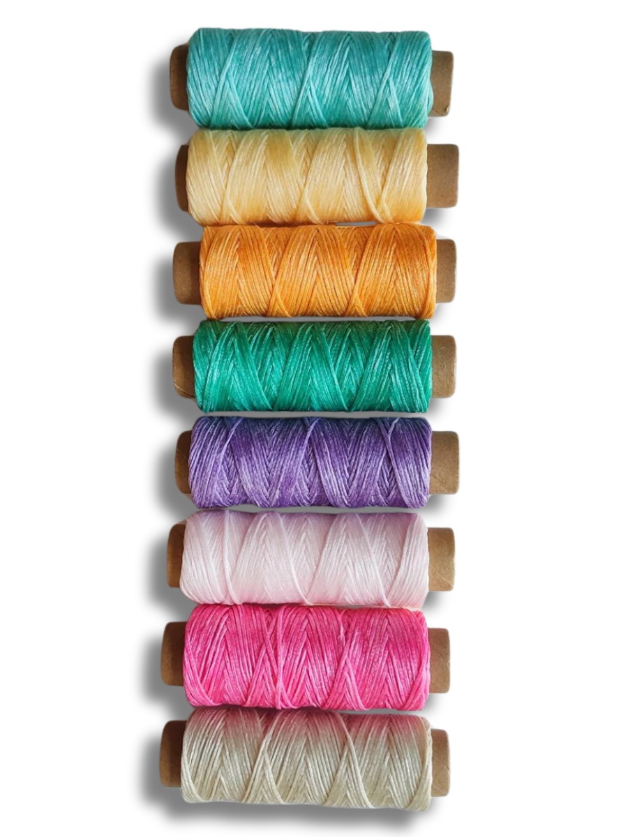 Flat waxed polyester cord – pastel thread bundle for macramé and crafts