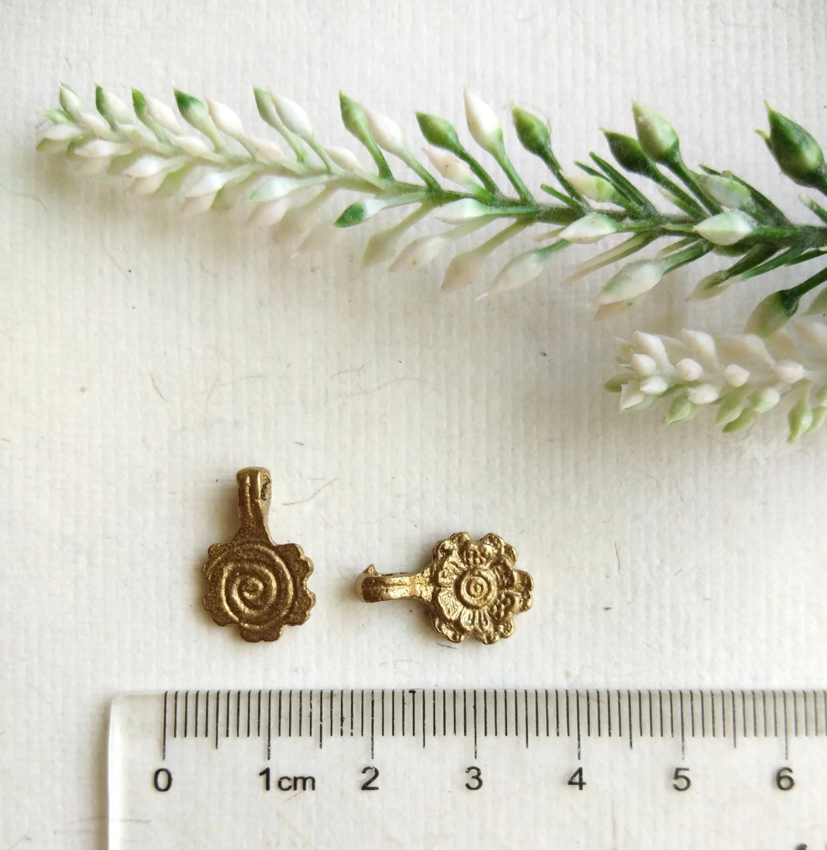 macrame brass charms