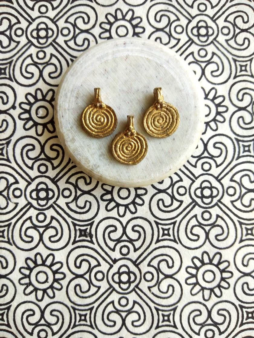 Brass spiral Charms for Jewelry Making and micro macrame