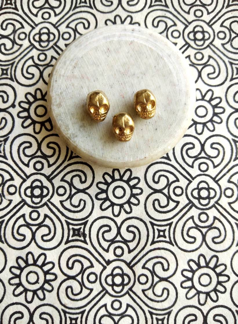 Skull charms beads – Handcrafted edgy brass accents.