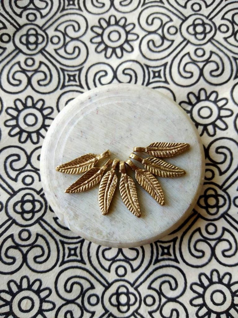 Mini feather charms – Delicate brass charms for jewelry.