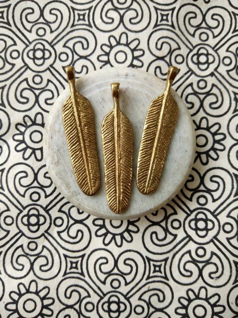 Big Feather Brass charms