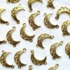 Antique brass moon connector charm for jewelry making