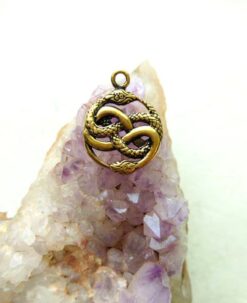 Intertwined Brass Snake Charm Pendant