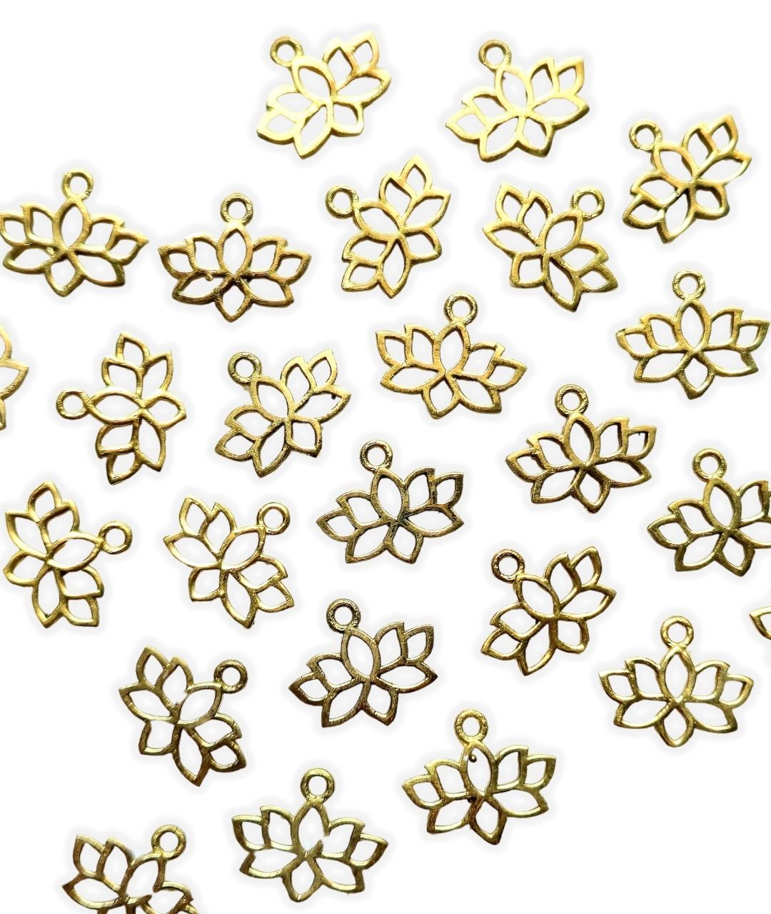 Gold-tone lotus flower connectors for boho crafts and DIY jewelry