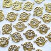 Round lotus connector charm in antique gold brass for jewelry making
