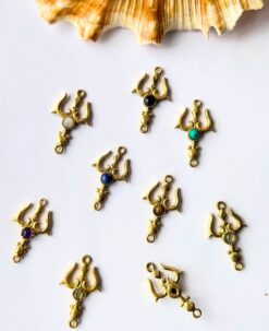 Trishul Finish Brass Stones Charms Connectors