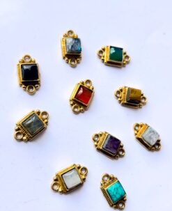 Regal Radiance Square Brass Stones Charms Connectors