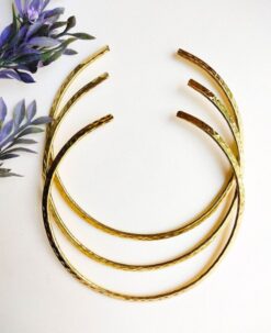 Dimpled Shine Slim Brass Choker Set