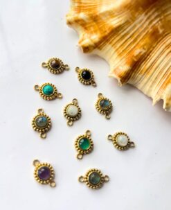 Golden Halo Brass Stones Charms Connectors