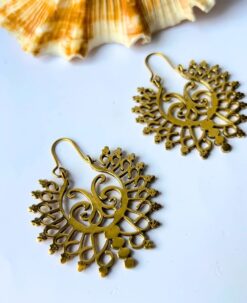 5/20 Pairs Rustic Disc Dangle Hoop Brass Earrings