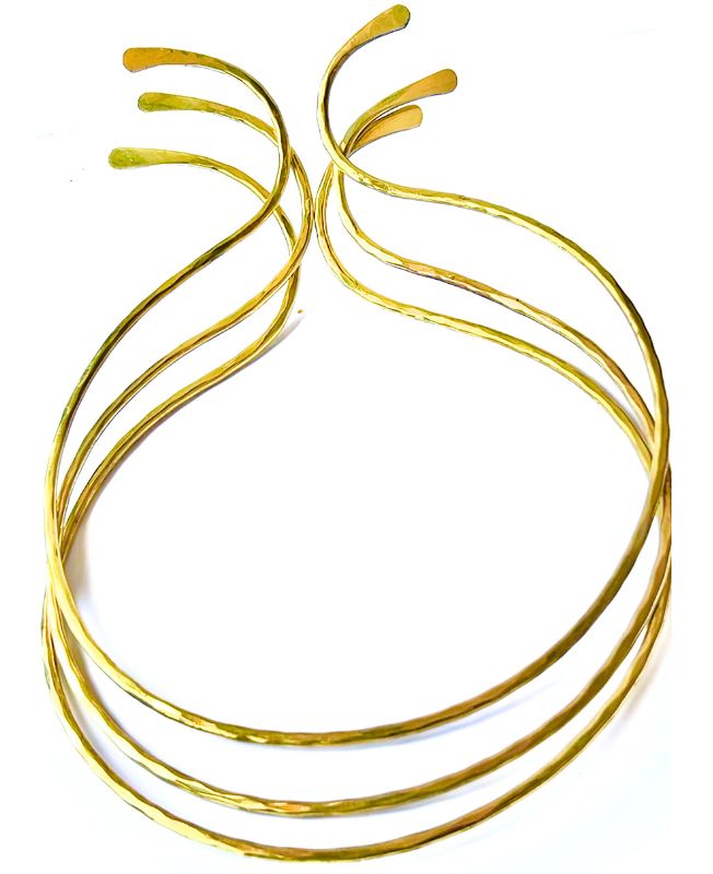Hammered Open Collar Brass Choker Set