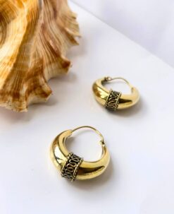 5/20 Pairs Filigree Center Wrap Brass Earrings
