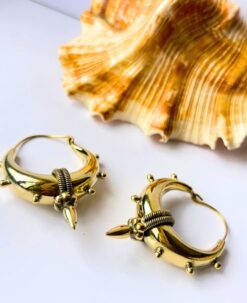 5/20 Pairs Dangling Spike Hoop Brass Earrings