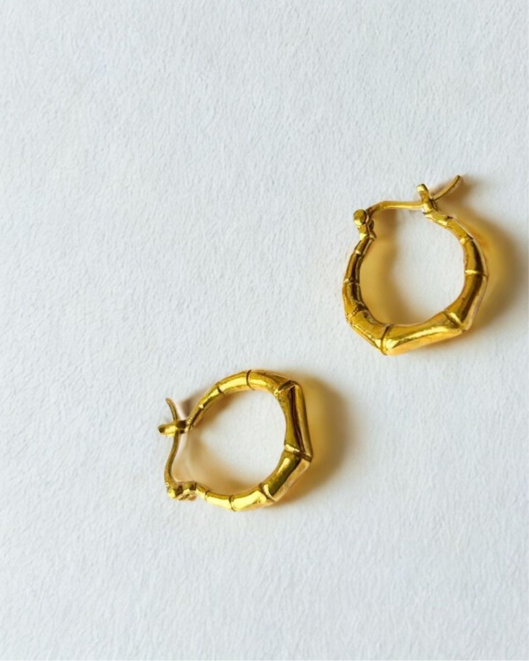 5/20 Pairs Bamboo Twist Hoop Brass Earrings