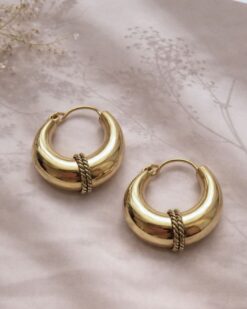 5/20 Pairs Antique Bold Hoop Brass Earrings