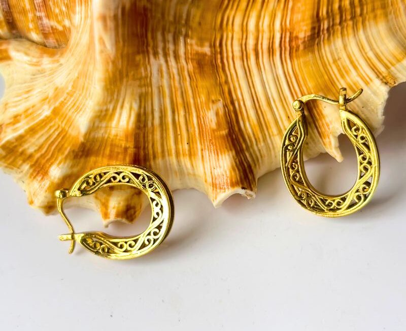 5/20 Pairs Horseshoe Instyle Hoop Brass Earrings