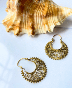 5/20 Pairs Swirl Crescent Filigree Brass Earrings