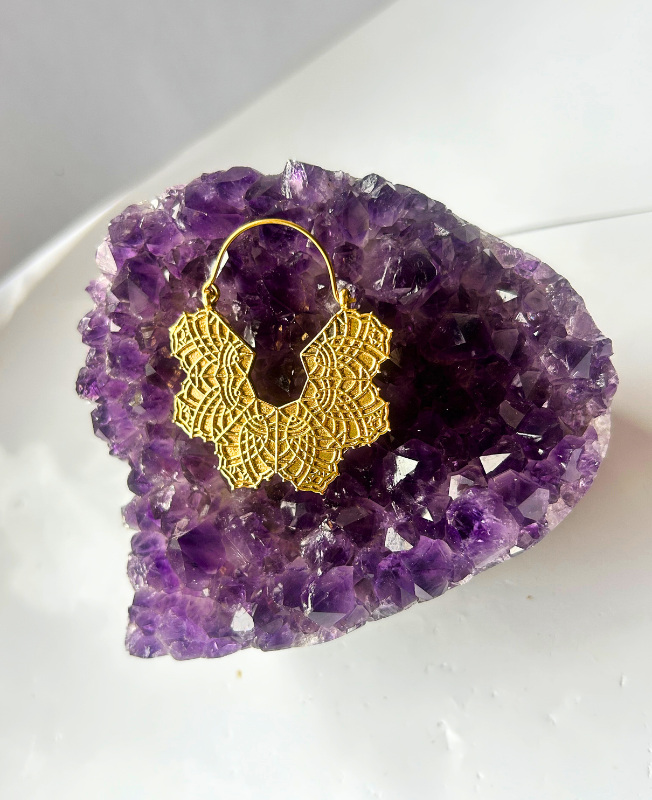 5/20 Pairs Filigree Statement Hoop Brass Earrings