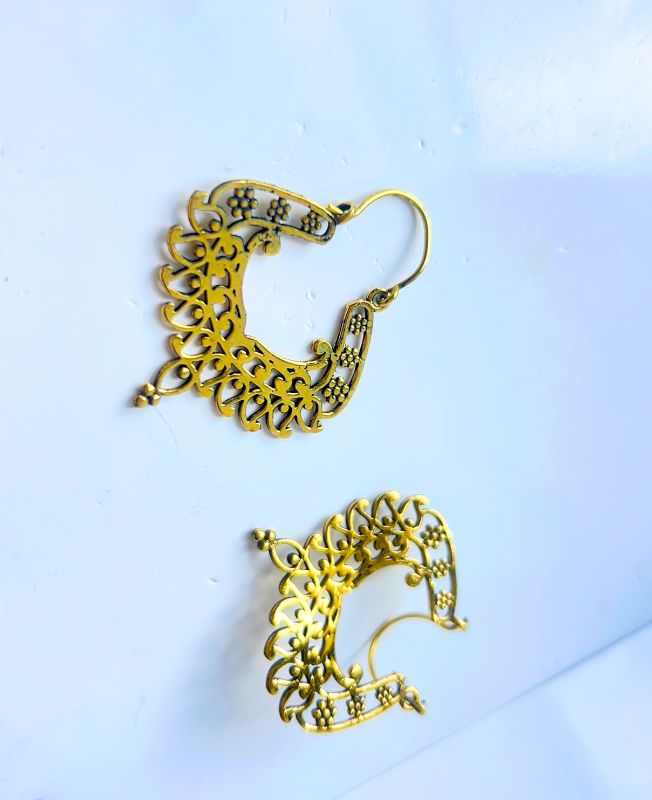 5/20 Pairs Ideal Filigree Drop Hoop Brass Earrings