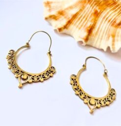 5/20 Pairs Traditional Statement Hoop Brass Earrings