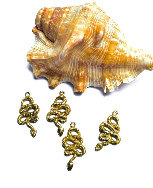 Textured Winding Snake Pendant Brass Special Charms