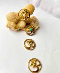 Circular Sacred Om Pendant Brass Charms Connectors