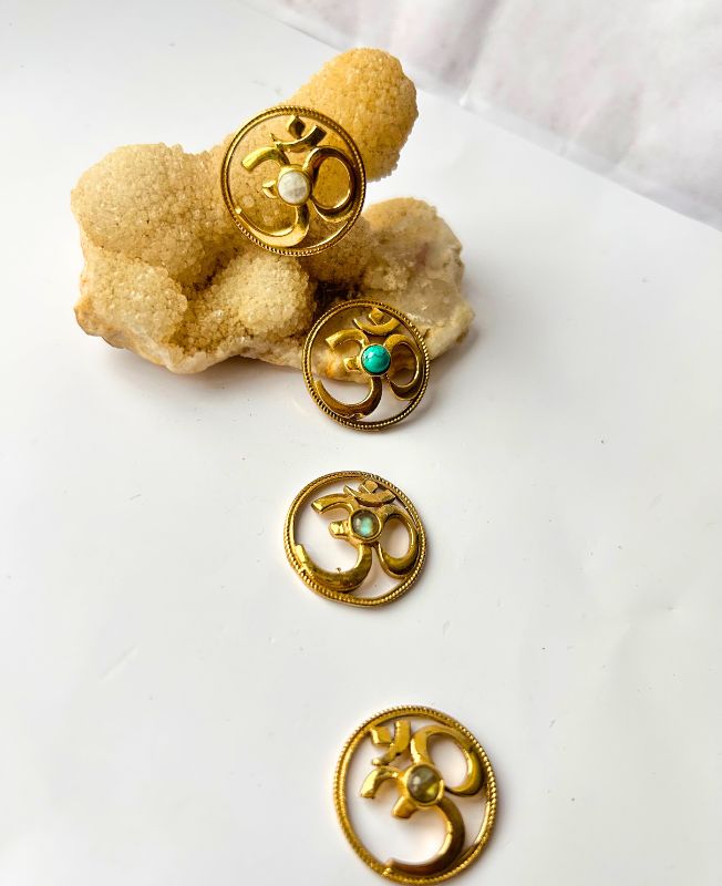 Circular Sacred Om Pendant Brass Charms Connectors