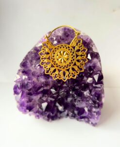 5/20 Pairs Rich Blossom Mandala Hoop Brass Earrings