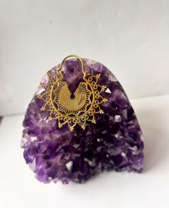 5/20 Pairs Artistic Sunburst Filigree Hoop Brass Earrings