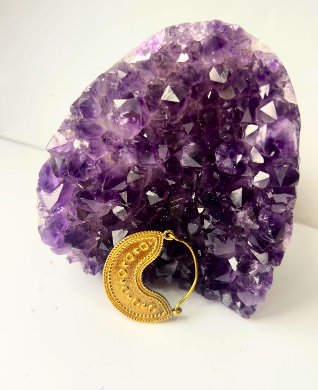 5/20 Pairs Vintage Crescent Hoop Brass Earrings