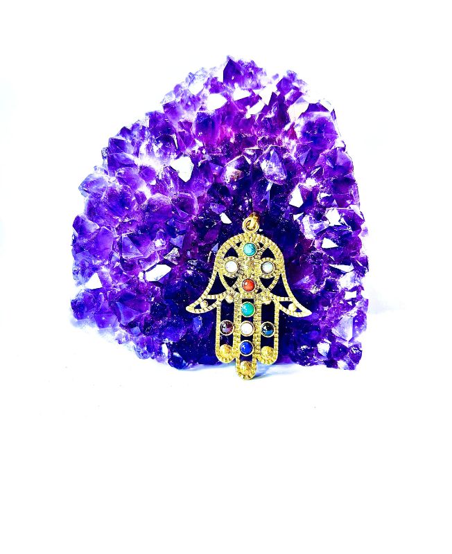 1/3/10 Pieces Embedded Hamsa Hand Brass Pendant