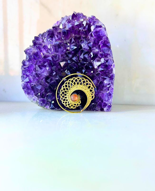 5/20 Pairs Spiral Coral Stone Brass Earrings