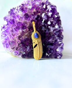 1/3/10 Pieces Feather Blue Stone Brass Pendant