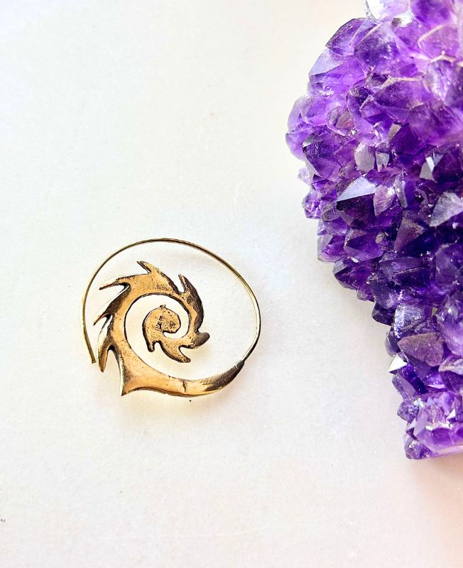 5/20 Pairs Spiral Flame Hoop Brass Earrings