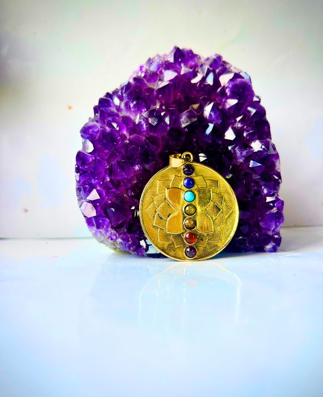 1/3/10 Pieces Lotus Seven Gemstones Brass Pendant