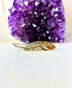 5/20 Pairs Feather Hoop Brass Earrings