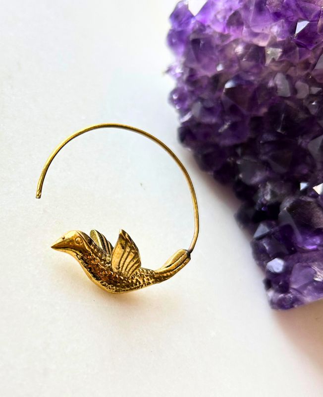 5/20 Pairs Flying Bird Spiral Brass Earrings