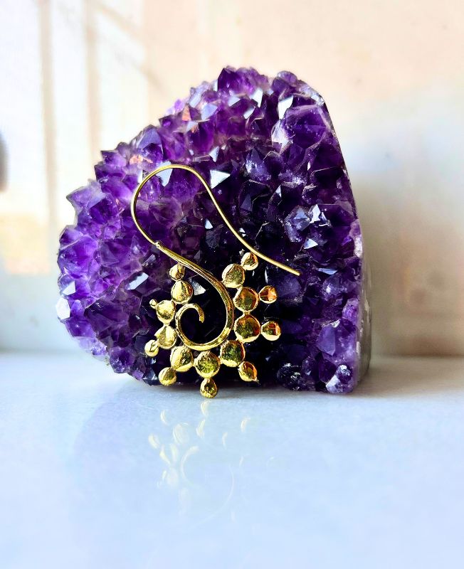 5/20 Pairs Spiral Dot Filigree Brass Earrings