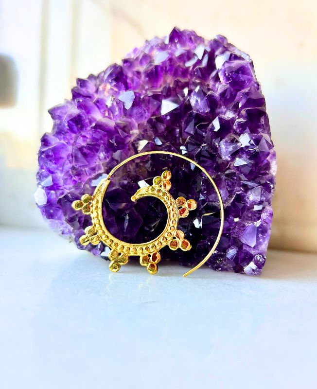 5/20 Pairs Textured Spiral Filigree Brass Earrings