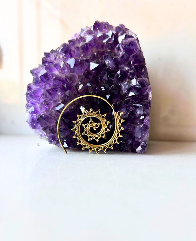 5/20 Pairs Dot Ornament Spiral Brass Earrings