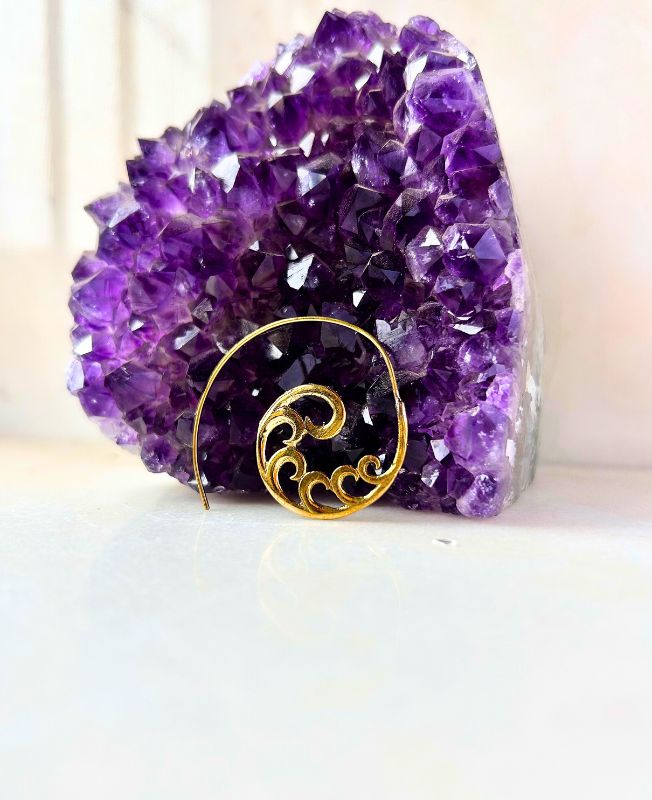 5/20 Pairs Wave Spiral Hoop Brass Earrings