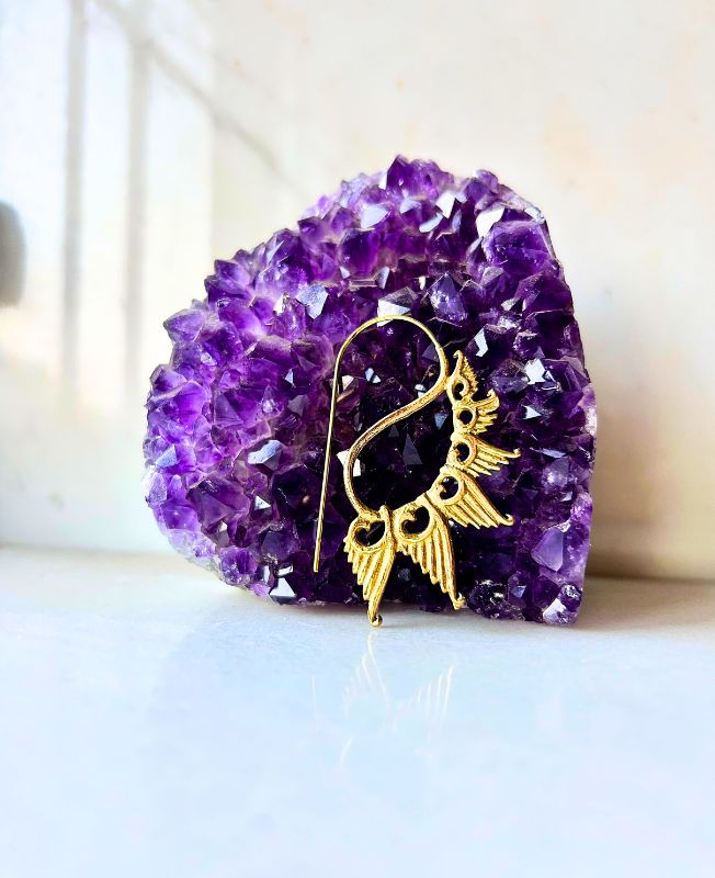 5/20 Pairs Inspired Wing Spiral Brass Earrings